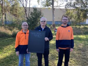 A picture of three staff from Leitz Tooling at Tree Planting Day 2022