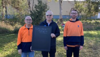 A picture of three staff from Leitz Tooling at Tree Planting Day 2022