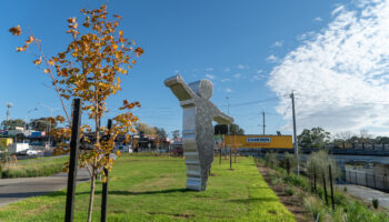 A picture of the Aeroplane art installation at Bayswater Train Station